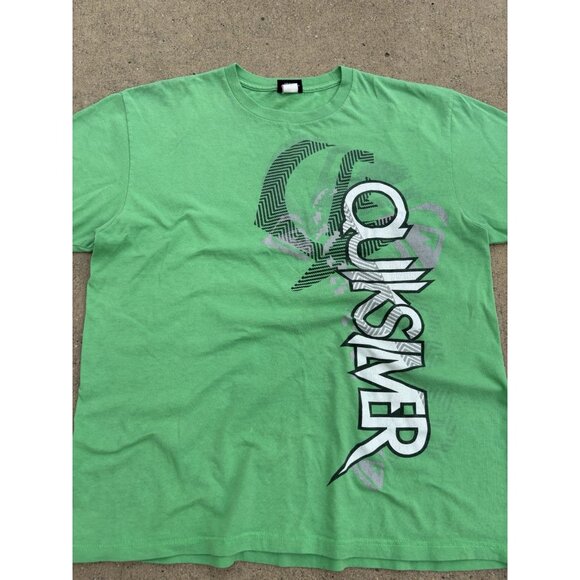 Quicksilver Vintage Y2K Faded Light Green Surfer / Skater  Graphic T Shirt - Picture 4 of 8